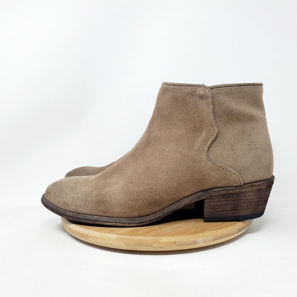 Frye Carson Piping Boots Womens 10 Suede Boho Zip Western Ankle Shoes